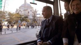 Erdoğan otobüsle yolculuk etti