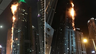 Dubainin ünlü gökdeleninde yangın alarmı! 