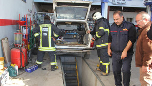 Tamirhanede otomobilin LPG tankı alev aldı: 3 yaralı