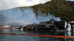 Marmaris'te marinadaki yangın