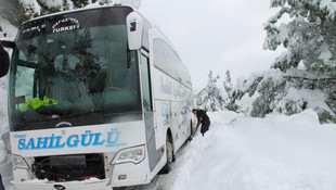 Sinop'ta yolcu otobüsü kara saplandı