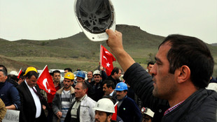 Amasya'da maden işçilerinden protesto