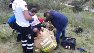 Ayağını kaptırdığı çapa makinesiyle hastaneye götürüldü