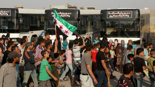 Azez'de Mari ilçesine destek gösterisi