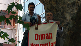 Ağaç tepesinde basın açıklaması