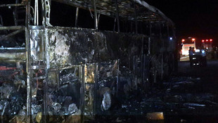 Eskişehir'de seyir halindeki yolcu otobüsü yandı