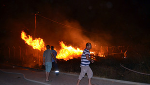 Şiddetli rüzgarda atılan havai fişekler yangına neden oldu
