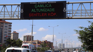 Şehitler Köprüsü adı dijital panolara yansıtıldı