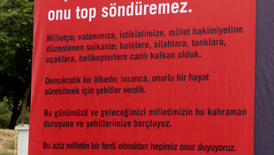 Darbe girişimine dev pankart ve panoyla tepki