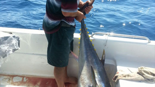 Oltayla 60 kiloluk balık tuttu