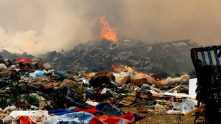 Yangında mahsur kalan yavru köpekleri gazeteciler kurtardı