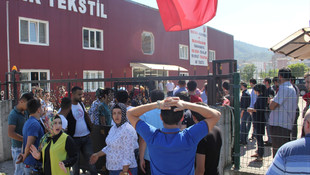 Samsunda ücretsiz izne çıkarılan işçilerden eylem