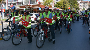 Şehit polis memuru için pedal çevirdiler