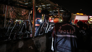 Bakırköy'de otobüs yangını
