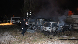 Konya'da yediemin otoparkında yangın