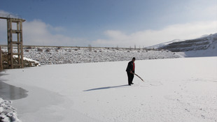 Göyne Sulama Barajı buz tuttu