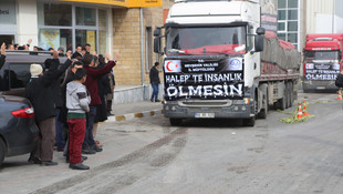 Halep'e 11 tır yardım malzemesi gönderildi