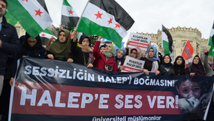 İstanbul'da Halep protestoları