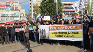 İzmir ve Aydın'da Halep'teki saldırılara tepki