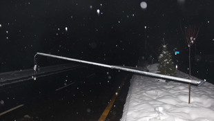 Rüzgarın devirdiği direkler araçların üstüne düştü