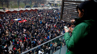 Saraybosna'da Halep'e destek mitingi
