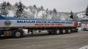 Bala'dan Halep'e 3 tır yardım