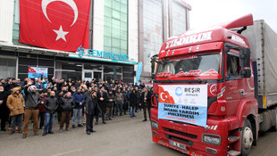 Samsun'dan Halepliler için 8 tır yardım malzemesi