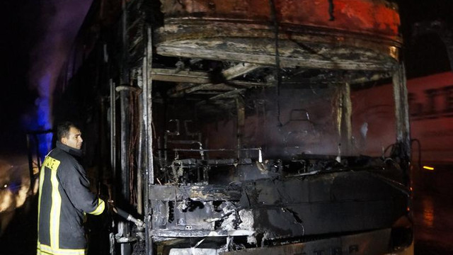 Kırklareli'de otobüs yangını