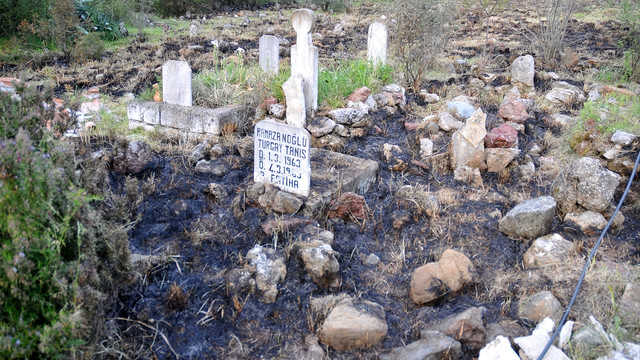 Ortaca'da mezarlıkta yangın