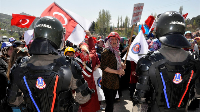 Amasya'daki maden işçilerinin protestosu