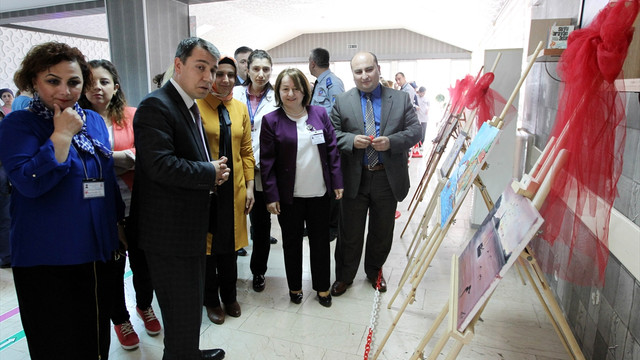 Çalıştıkları hastanede yağlı boya sergisi açtılar