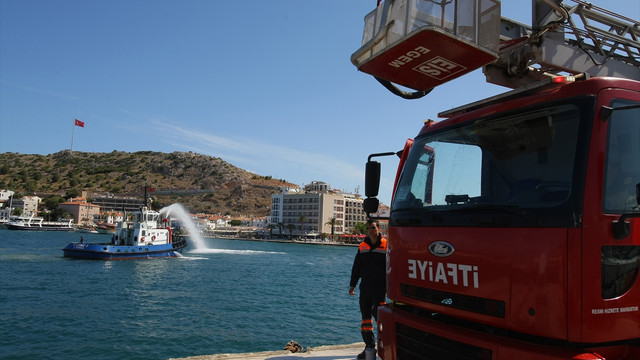 Çeşme Marina'da yangın tatbikatı