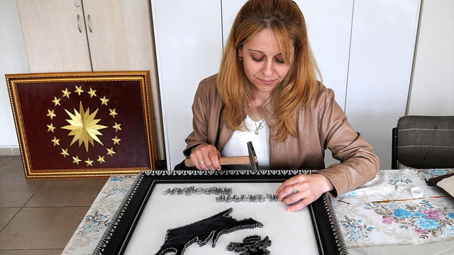 Bingölde tel ve çivi kullanarak Erdoğanın portresini yaptı