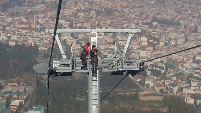 Bursa-Uludağ teleferik hattında bakım çalışması
