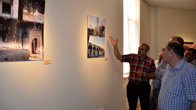 Diyarbakırda teröristlerin ateşe verdiği tarihi cami sergi oldu