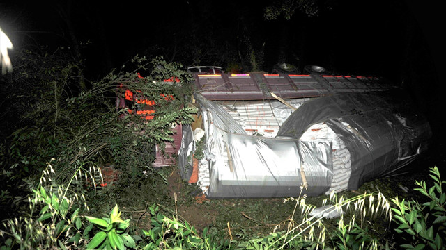 TEM'de kamyon şarampole devrildi: 1 yaralı