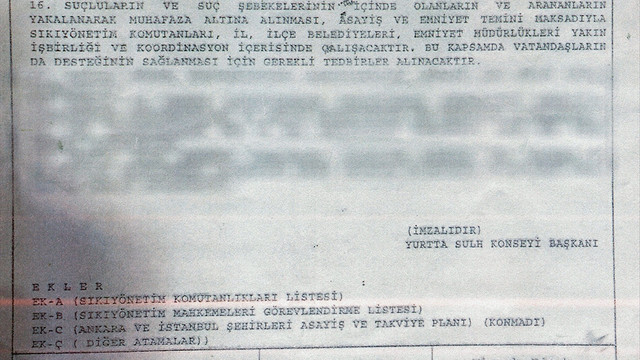 Darbecilerin sözde sıkıyönetim planı