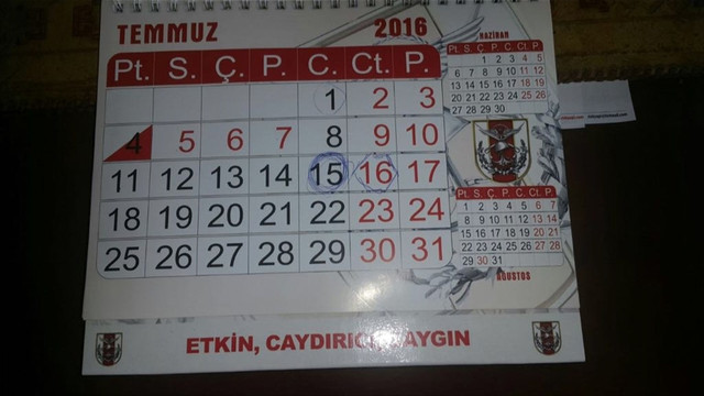 Tümgeneral darbe girişimi gününü takviminde işaretlemiş