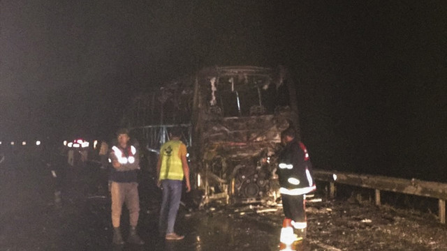 Polatlı'da seyir halindeki yolcu otobüsünde yangın