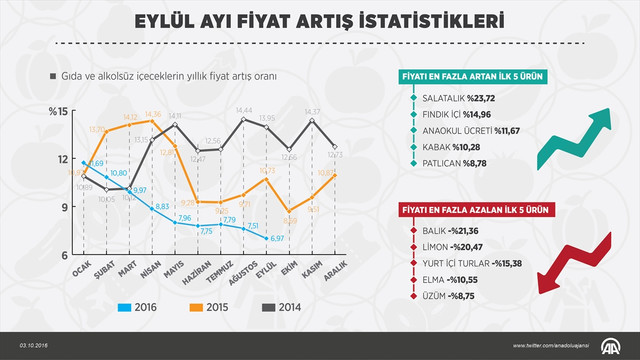 GRAFİKLİ- Eylülün zam şampiyonu salatalık