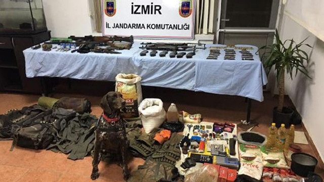 İzmir kırsalında PKKya ait cephanelik ortaya çıkartıldı