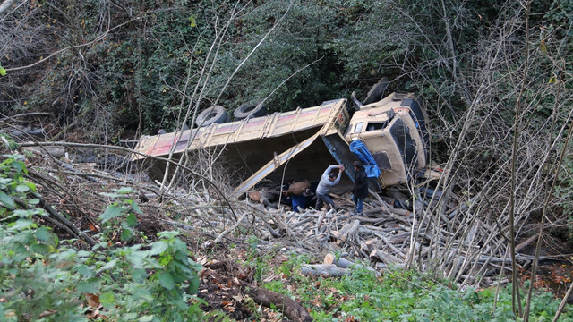 Kamyon uçuruma yuvarlandı: 1 ölü, 2 yaralı