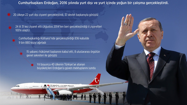 Cumhurbaşkanı Erdoğan 2016'da 20 ülkeyi ziyaret etti