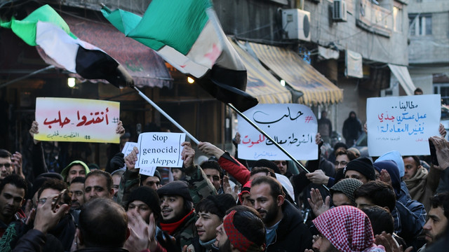 Doğu Guta'da Halep'e destek gösterisi