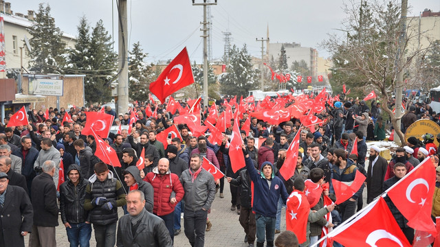 Mardin'de, Teröre lanet mitingi ve yürüyüşü