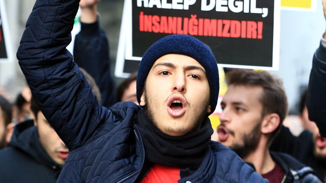 MTTB'den, Rusya Başkonsolosluğu önünde Halep protestosu