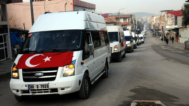 Osmaniye'de servis şoförlerinden teröre tepki konvoyu
