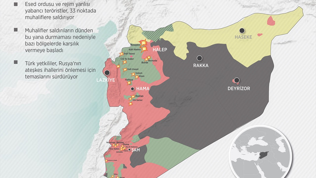 GRAFİKLİ - Suriye'de rejim güçleri 33 noktada ateşkes ihlali yapıyor