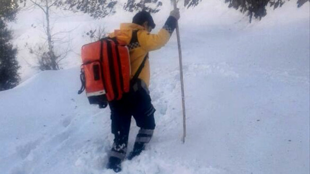 Yaylada mahsur kalan hasta bebek kurtarıldı